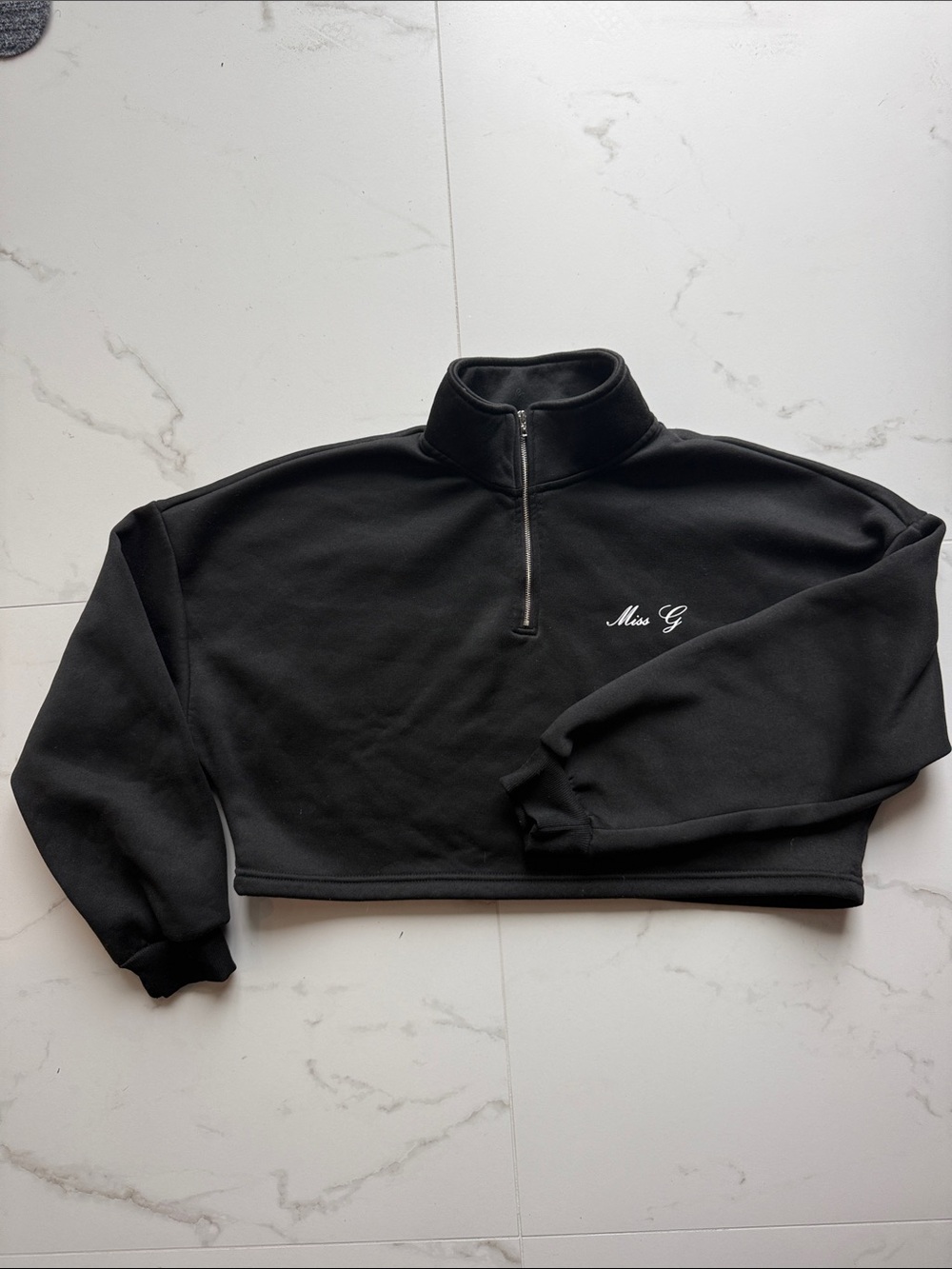 Missguided Black Cropped Half-Zip Sweat Top